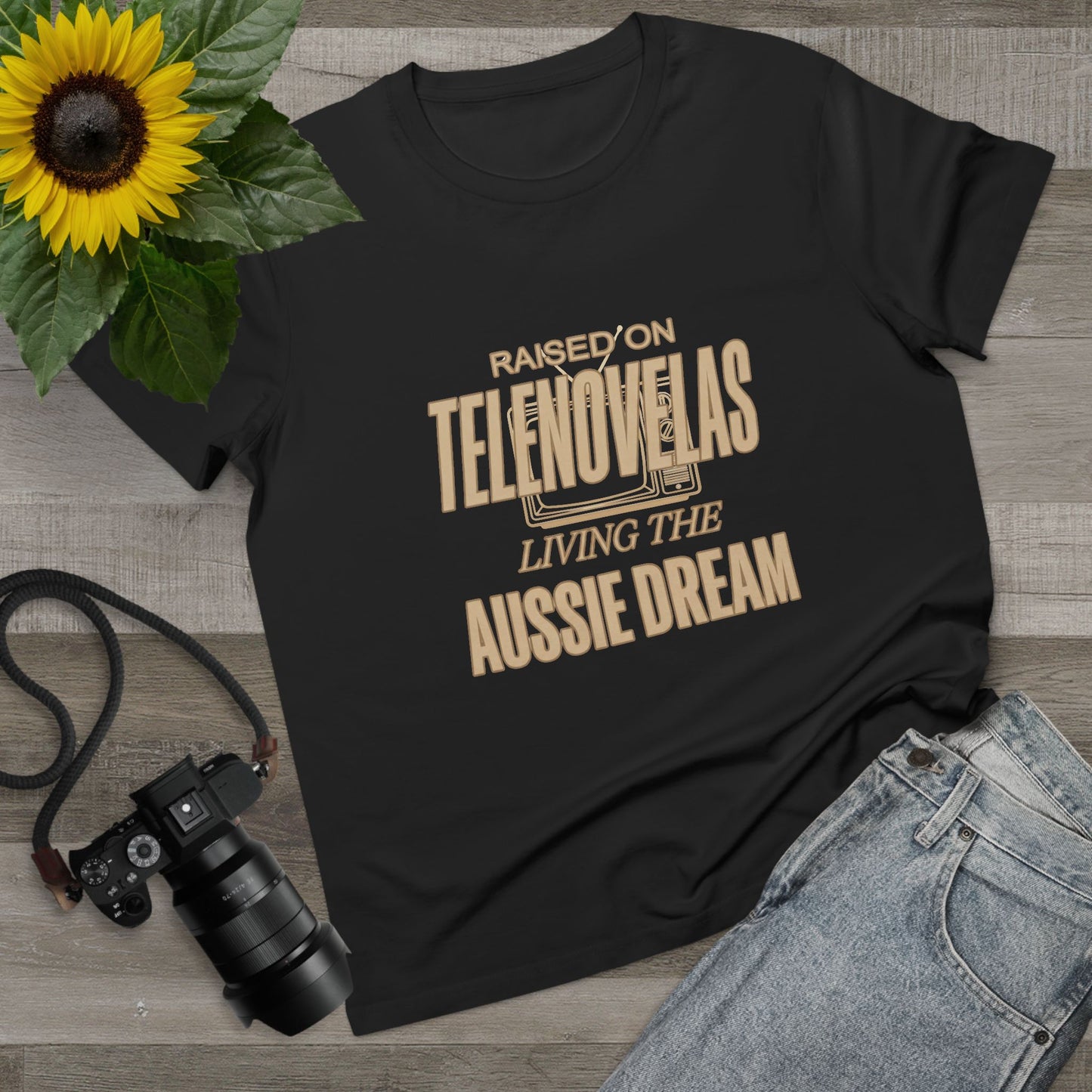 Raised on Telenovelas Living the Aussie Dream T-Shirt | Funny Latino Tee Australia