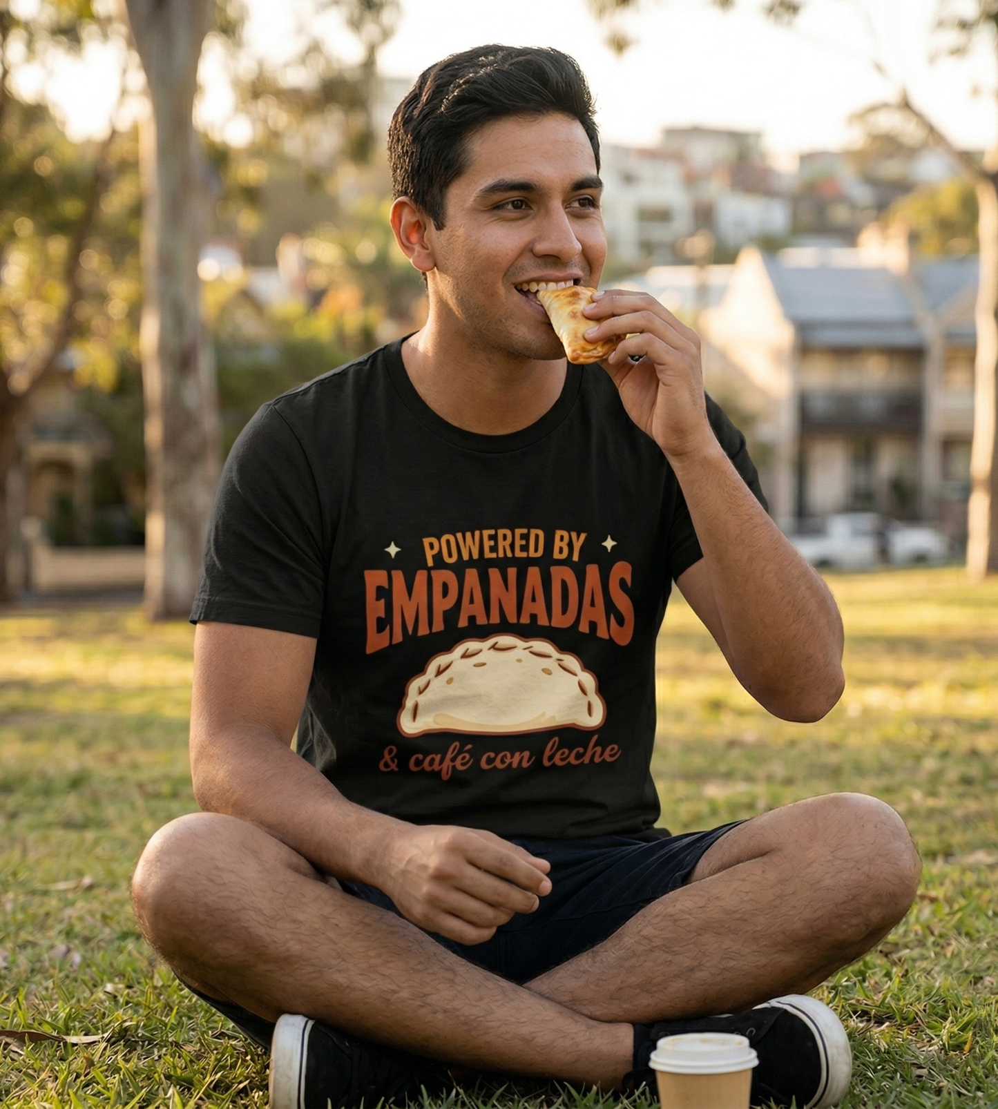 Powered by Empanadas & Café con Leche T-Shirt | Latin Food Gift Tee Australia